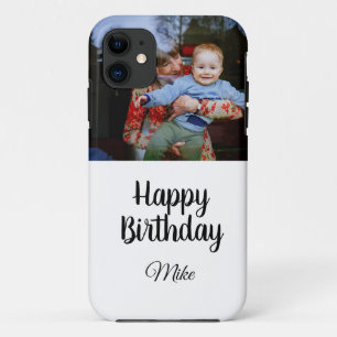 simple custom happy birthday photo invitation iPhone 11 case
