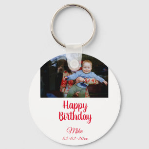 simple custom happy birthday photo invitation keychain