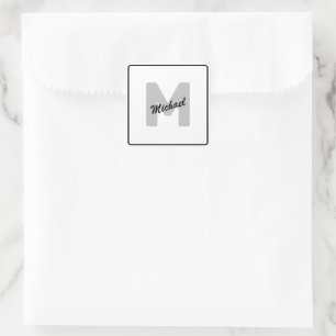 Simple Custom Initial Name Button Square Sticker