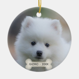 Simple Custom Japanese Spitz Dog Photo Ceramic Ornament