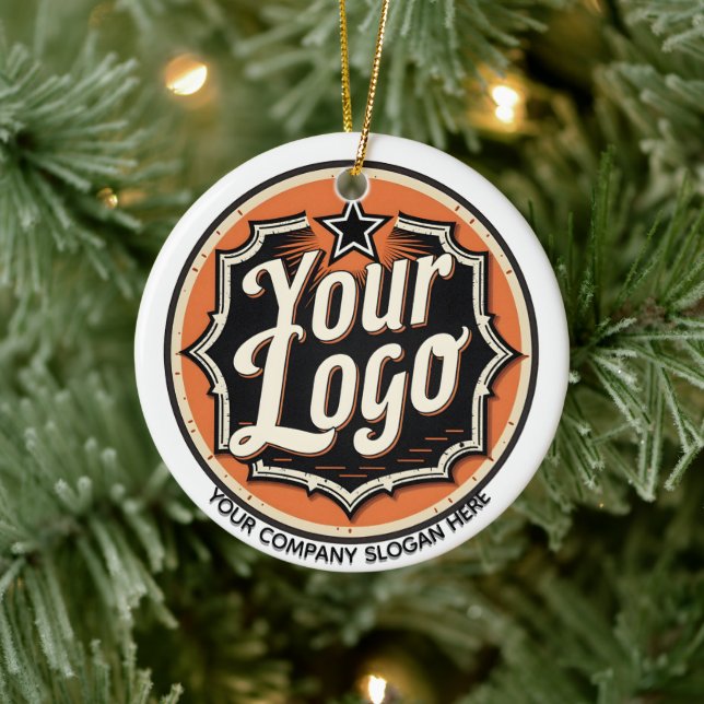 Simple Custom Logo and Text Business Ceramic Ornament (Tree)