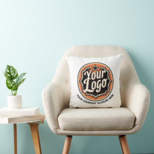 Simple Custom Logo and Text Business Throw Pillow