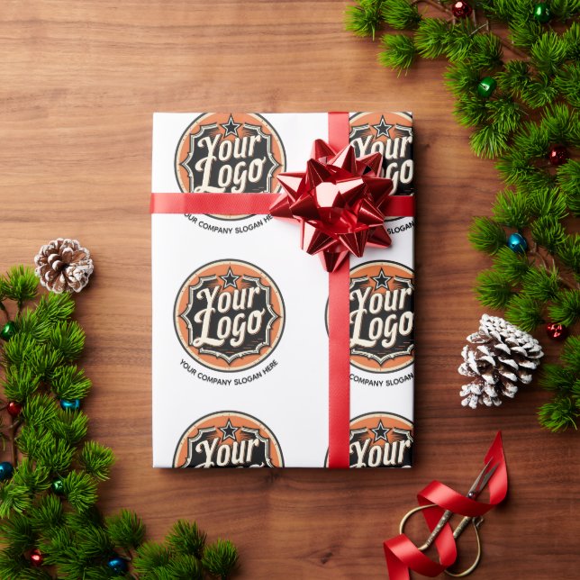 Simple Custom Logo and Text Business Wrapping Paper (Holiday Gift)