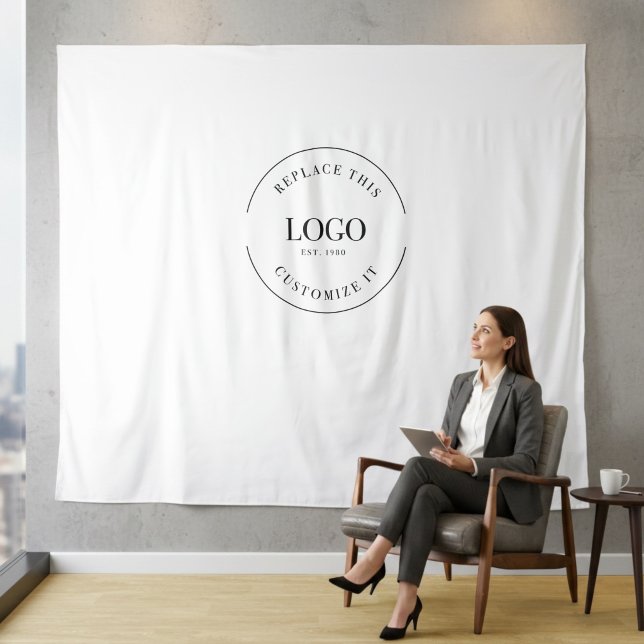 Simple Custom Logo backdrop Company branding Tapestry (Customizable business backdrop with logo.)
