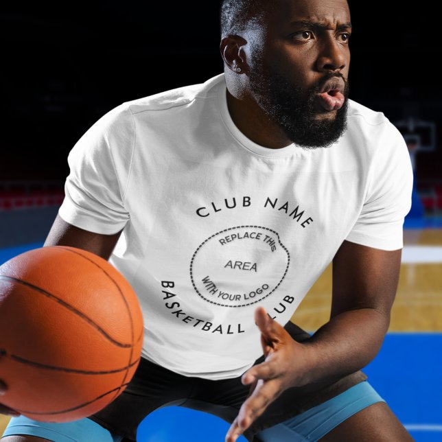 Simple Custom Logo Basketball Club Name T-Shirt (Creator Uploaded)