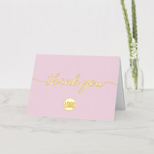 Simple Custom logo Business Pink Foil Greeting Card