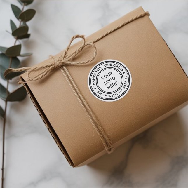 Simple Custom Logo Business Thanks for Your Order Classic Round Sticker (Creator Uploaded)