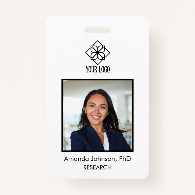 Simple Custom Logo Employee Photo ID  Badge (Front)