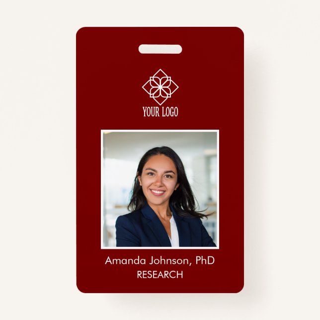 Simple Custom Logo Employee Photo ID  Badge (Front)