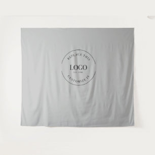 Simple Custom Logo Grey backdrop Company Tapestry