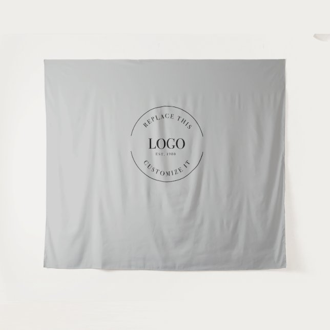Simple Custom Logo Grey backdrop Company Tapestry (Front (Horizontal))