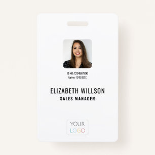 Simple Custom Logo, Name, Photo Employee ID Badge