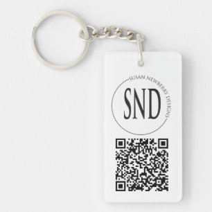 Simple Custom Logo QR Code Business Keychain