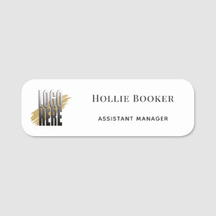 Simple Custom Logo White Employee Name Tag