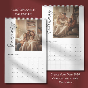 Simple Custom Modern Design Photo Calendar
