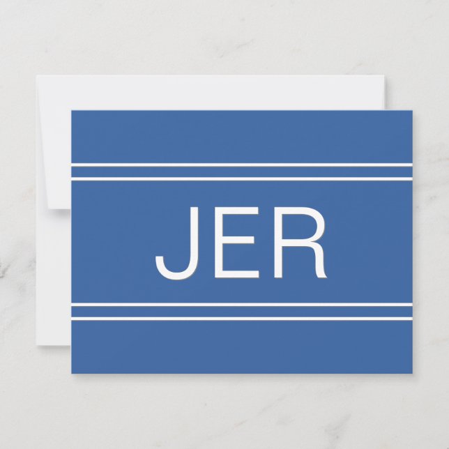 Simple Custom Modern Monogrammed Initial Blue Card (Front)
