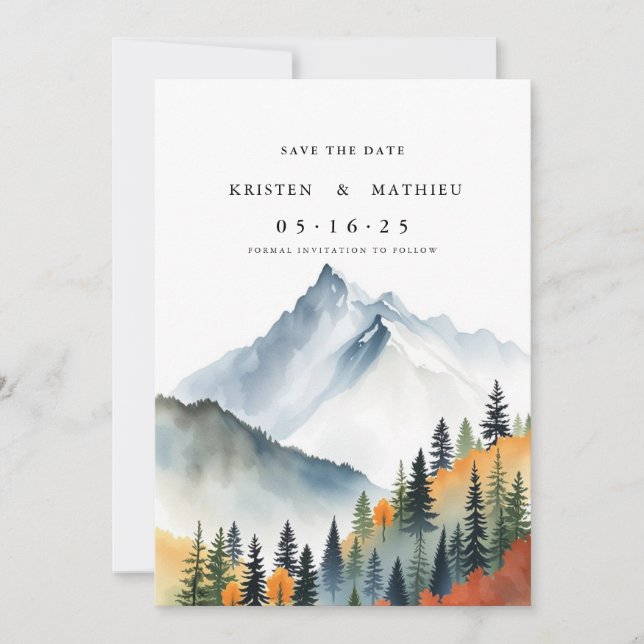 Simple Custom Mountain Save The Date (Front)