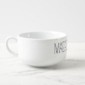 Simple Custom Name Black White Soup Mug (Right)