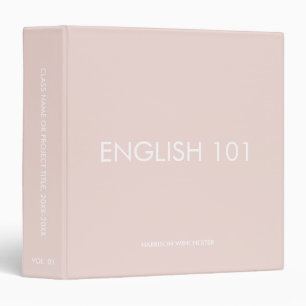 Simple custom name class year blush pink solid binder