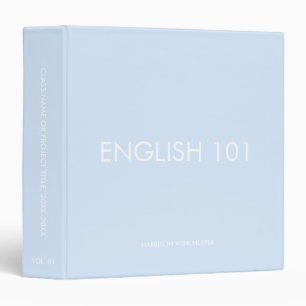 Simple custom name class year light blue solid binder