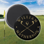 Simple Custom Name Golf Clubs Black And Gold Magnet<br><div class="desc">Personalize the name to create a classic and stylish golf gift. Ideal for individuals,  golf clubs and as a company gift.
Designed by Thisisnotme©</div>