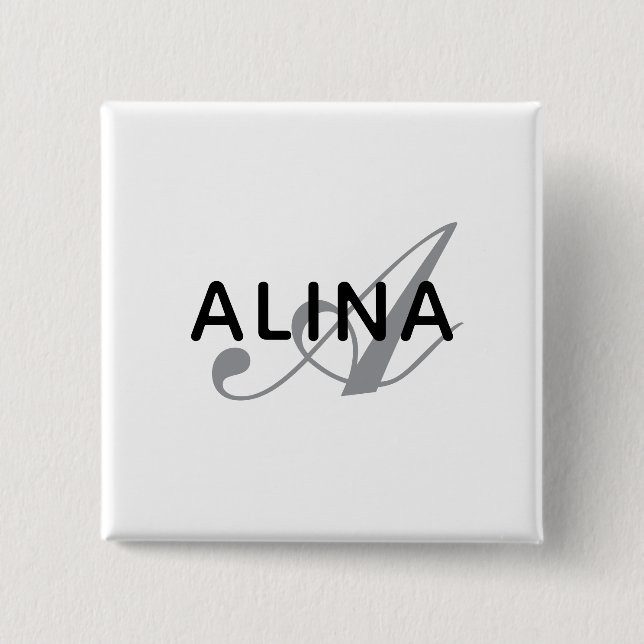 Simple Custom Name Monogram 2''Scratch Resistant 2 Inch Square Button (Front)