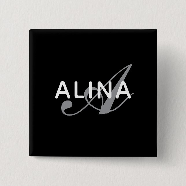 Simple Custom Name Monogram 2''Scratch Resistant 2 Inch Square Button (Front)