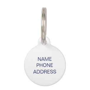 Simple Custom Name monogram contact Info dog Pet Tag