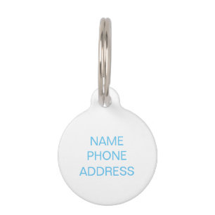 Simple Custom Name monogram contact Info dog Pet Tag