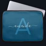 Simple Custom Name & Monogrammed Blue Personalized Laptop Sleeve<br><div class="desc">Simple Custom Name & Monogrammed Blue Personalized Laptop Sleeve.</div>