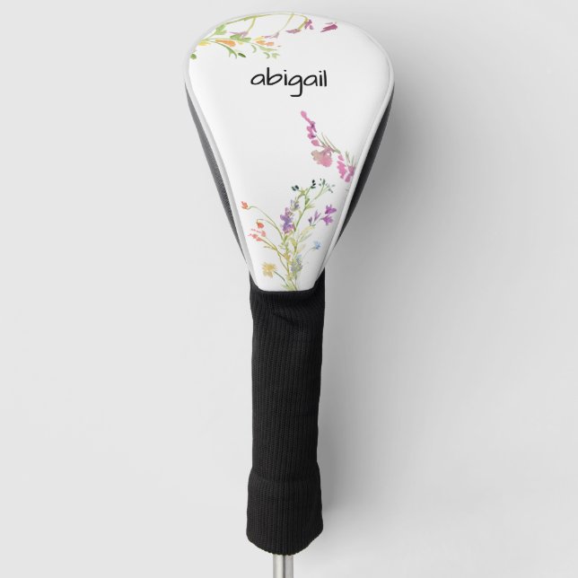 Simple Custom Name Wildflowers Golf Head Cover (Front)