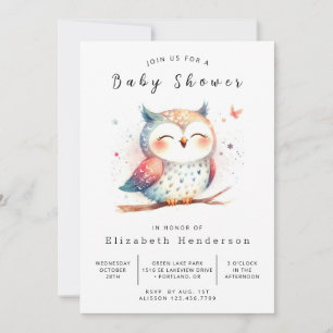 Simple Custom Owl Baby Shower Invitation