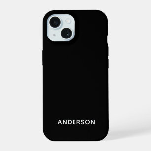 Simple Custom Personalized Black iPhone 15 Case
