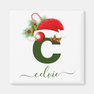 Simple Custom Personalized Monogram Christmas Magnet