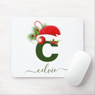 Simple Custom Personalized Monogram Christmas Mouse Pad