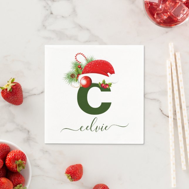 Simple Custom Personalized Monogram Christmas Napkin (Insitu)