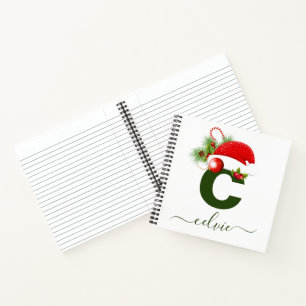 Simple Custom Personalized Monogram Christmas Notebook