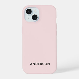 Simple Custom Personalized Pastel Pink iPhone 15 Case