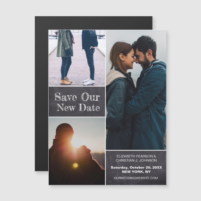 Simple Custom Photo Change our NEW Date wedding Ma Magnetic Invitation (Front/Back)