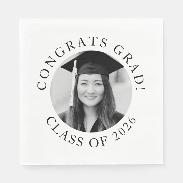 Simple Custom Photo Graduation Class Party  Napkin (Front)