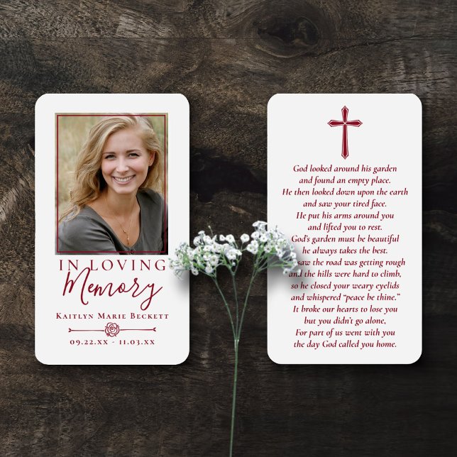 Simple Custom Photo Holy Cross Memorial Cards (Creator Uploaded)