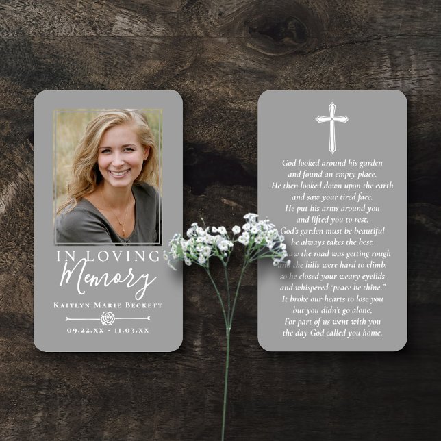 Simple Custom Photo Holy Cross Memorial Cards (Creator Uploaded)