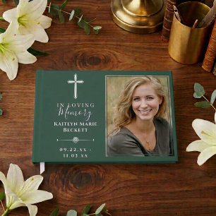 Simple Custom Photo Holy Cross Memorial Guest Book