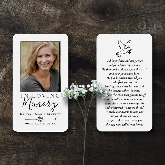 Simple Custom Photo Holy Dove Memorial Cards (Creator Uploaded)