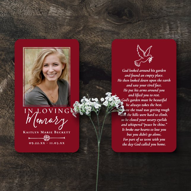 Simple Custom Photo Holy Dove Memorial Cards (Creator Uploaded)