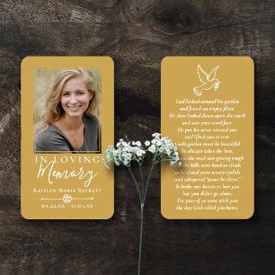 Simple Custom Photo Holy Dove Memorial Cards