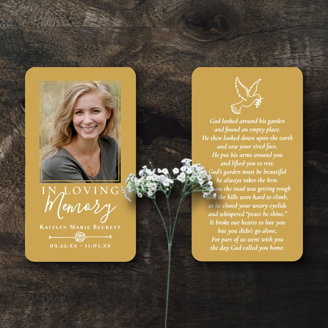 Simple Custom Photo Holy Dove Memorial Cards (Creator Uploaded)