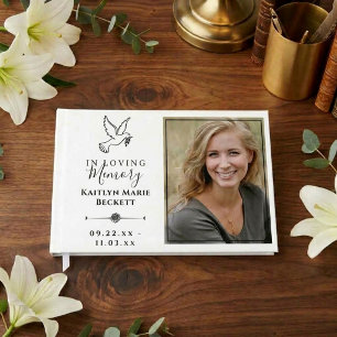 Simple Custom Photo Holy Dove Memorial Guest Book