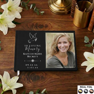 Simple Custom Photo Holy Dove Memorial Guest Book