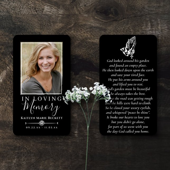 Simple Custom Photo Praying Hands Memorial Cards (Creator Uploaded)